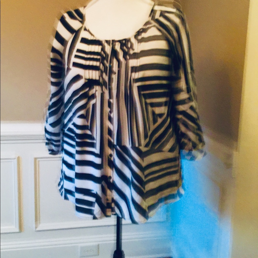 Diagonal Striped Button Down Blouse - image 1